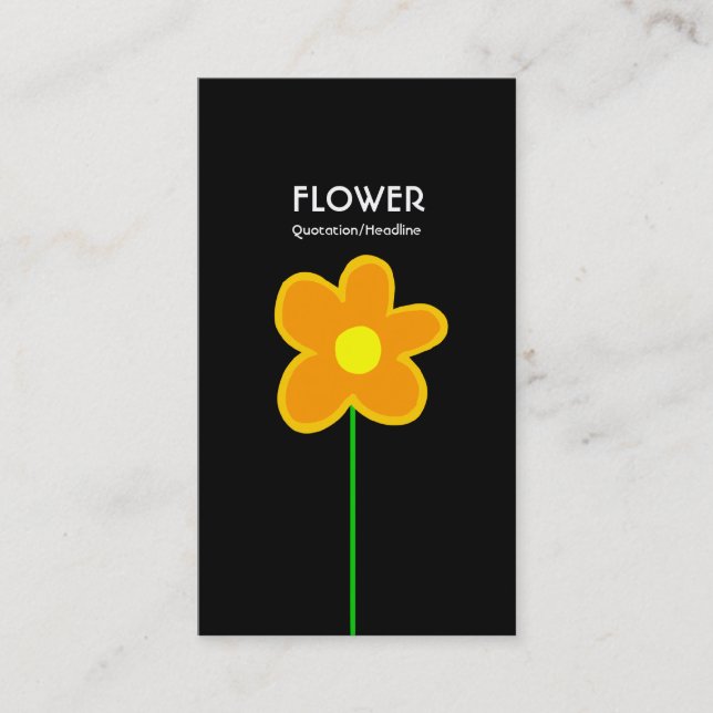 Long Stem Flower V - Black Business Card (Front)