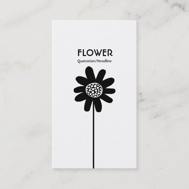 Long Stem Flower VII - Black on White Business Card (Front)