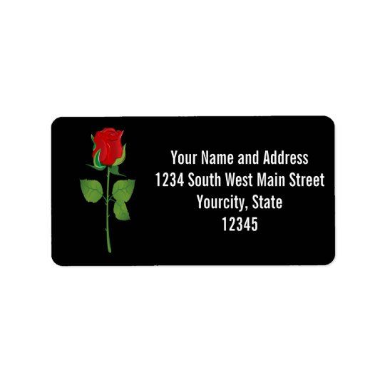 Long Stem Red Rose Address Label