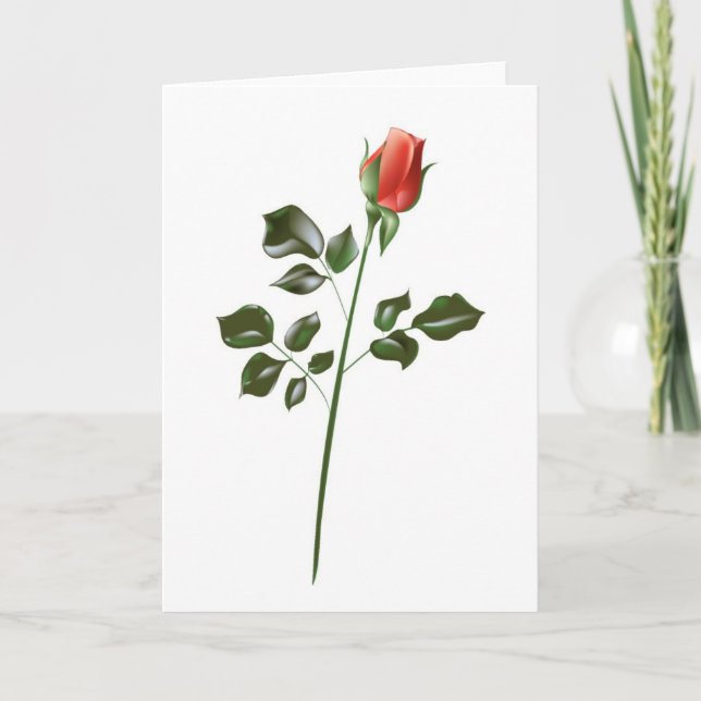 Long stem Red Rose Card (Front)