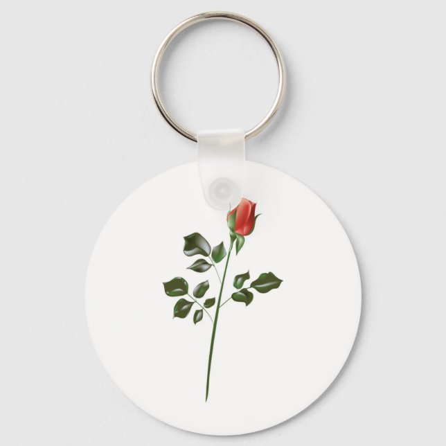 Long stem Red Rose Key Ring (Front)