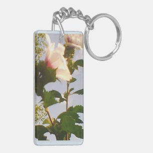 Long Stem White Roses Key Ring