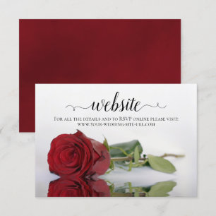 Long-Stemmed Red Rose Elegant Wedding Website Enclosure Card