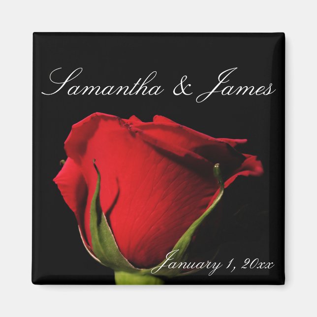 Long Stemmed Red Rose Personal Magnet (Front)