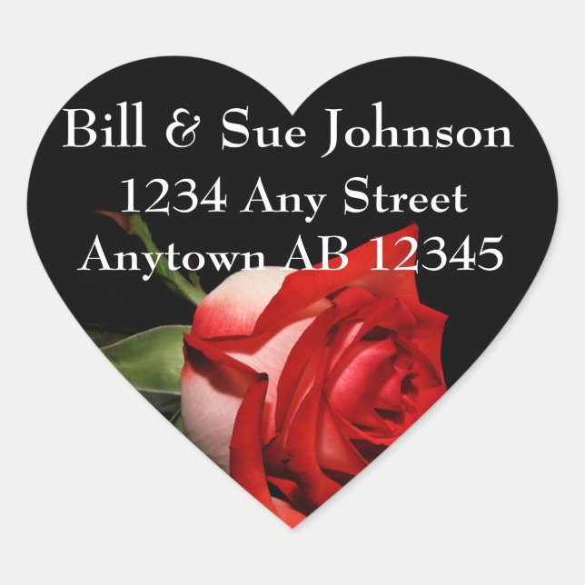 Long Stemmed Red Rose Wedding Return Address Label (Front)