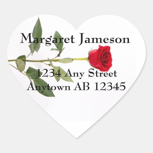 Long Stemmed Red Rose Wedding Return Address Label (Front)