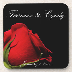 Long Stemmed Red Roses Personal Wedding Coaster