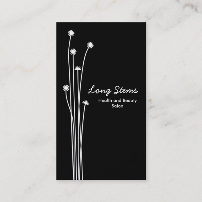 Long Stems - Black and White (Gold Card) Business Card (Front)