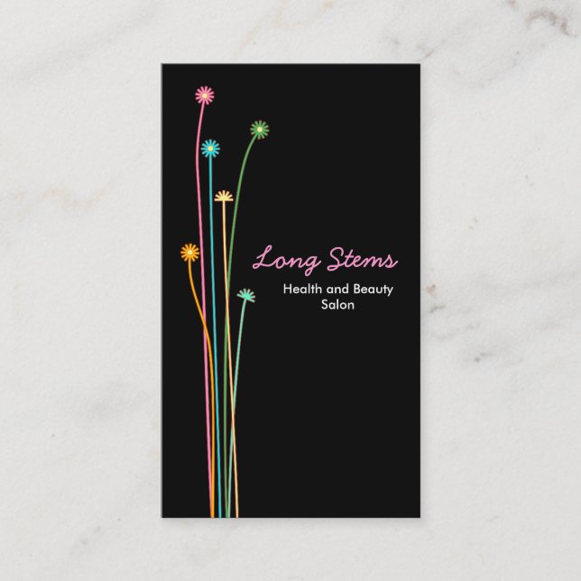 Long Stems - Black Business Card (Front)