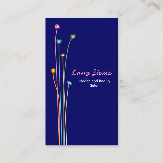 Long Stems - Dark Blue Business Card (Front)