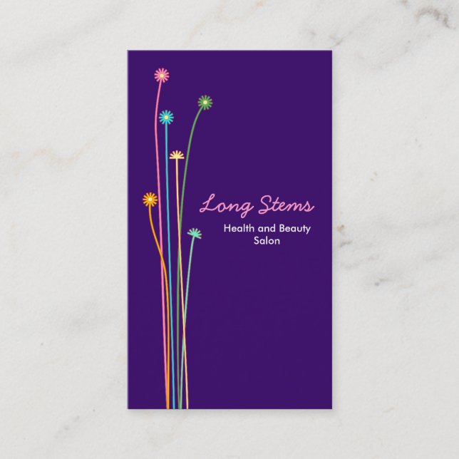 Long Stems - Dark Purple Business Card (Front)