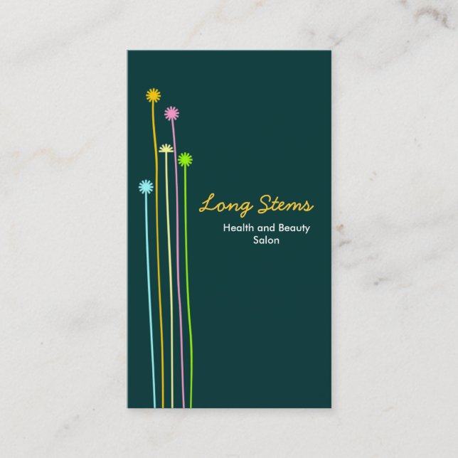 Long Stems II - Dark Green Business Card (Front)