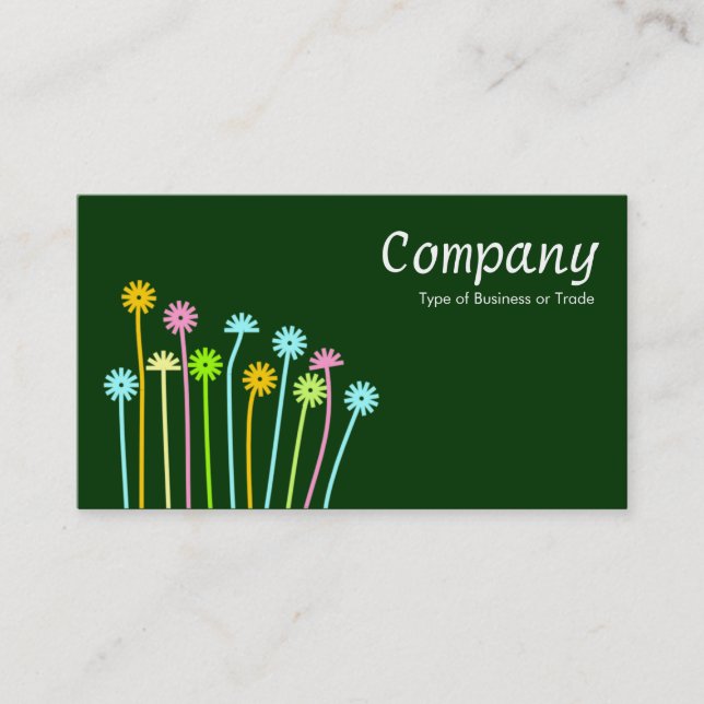 Long Stems III - Dark Green Business Card (Front)