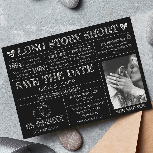 Long Story Short Wedding Save The Date Photo Invitation (Creator Uploaded)