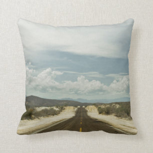 Long Straight Road Through Mexican Baja Landscape Cushion
