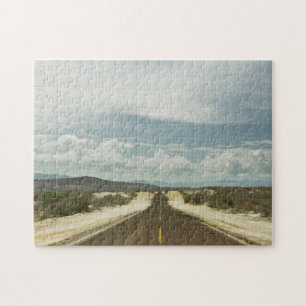 Long Straight Road Through Mexican Baja Landscape Jigsaw Puzzle