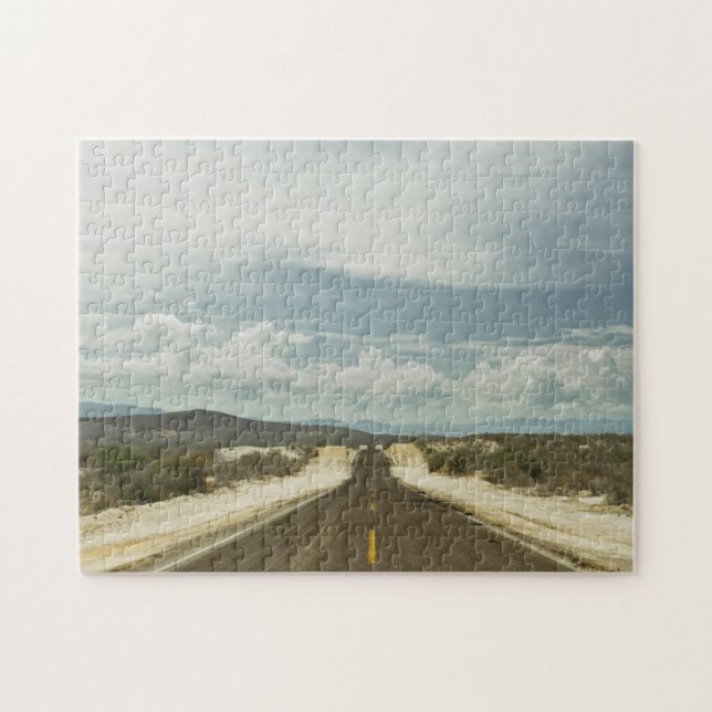 Long Straight Road Through Mexican Baja Landscape Jigsaw Puzzle (Horizontal)
