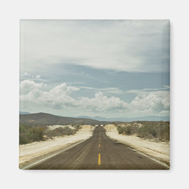 Long Straight Road Through Mexican Baja Landscape Magnet (Front)