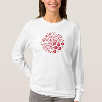 Long T-shirt with Japanese pattern - Cherry, Plum,