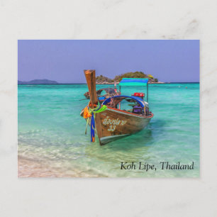 Long tail boat Koh Lipe, Thailand Holiday Postcard