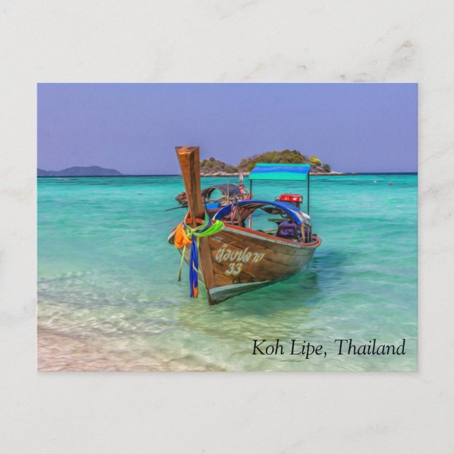 Long tail boat Koh Lipe, Thailand Holiday Postcard (Front)