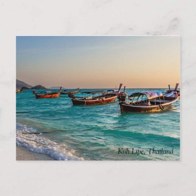 Long tail boats Koh Lipe, Thailand Holiday Postcard (Front)