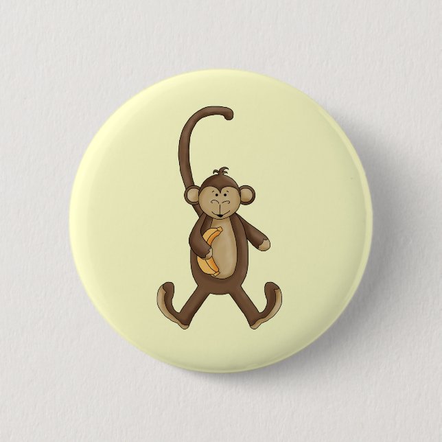 Long Tailed Monkey 6 Cm Round Badge (Front)