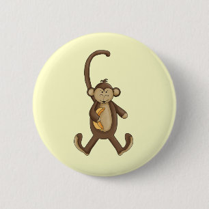 Long Tailed Monkey 6 Cm Round Badge