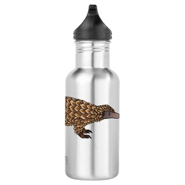Long-tailed pangolin cartoon illustration 532 ml water bottle (Right)