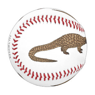 Long-tailed pangolin cartoon illustration baseball