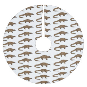 Long-tailed pangolin cartoon illustration  brushed polyester tree skirt