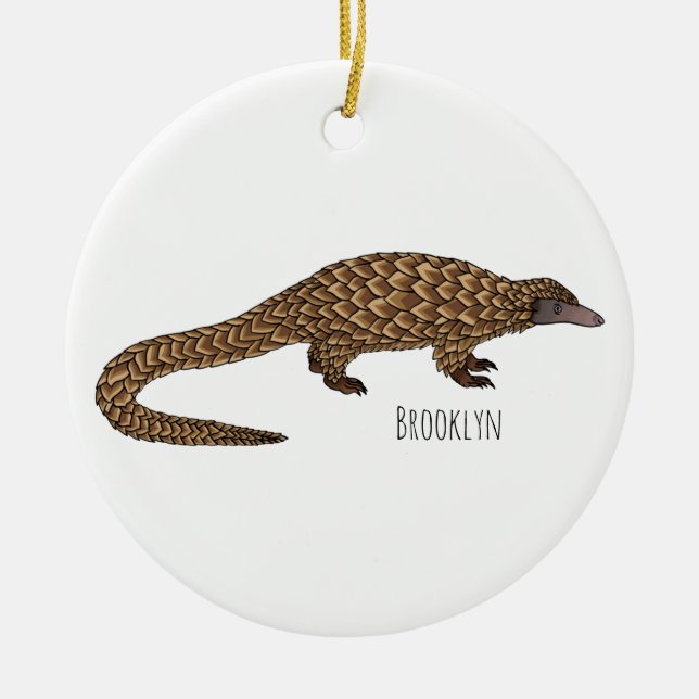 Long-tailed pangolin cartoon illustration ceramic tree decoration (Front)