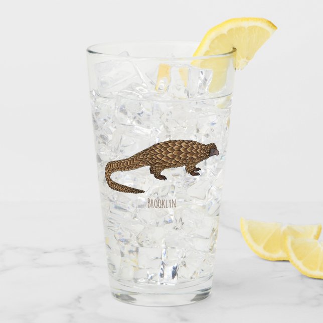 Long-tailed pangolin cartoon illustration glass (Back Ice)