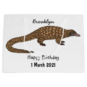 Long-tailed pangolin cartoon illustration large gift bag