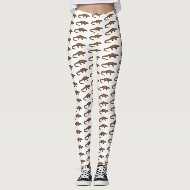 Long-tailed pangolin cartoon illustration  leggings (Front)
