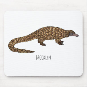 Long-tailed pangolin cartoon illustration mouse mat