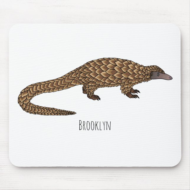 Long-tailed pangolin cartoon illustration mouse mat (Front)
