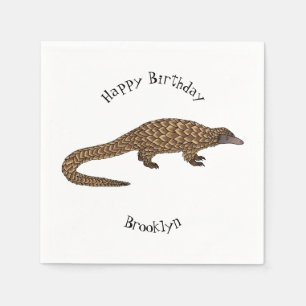 Long-tailed pangolin cartoon illustration napkin