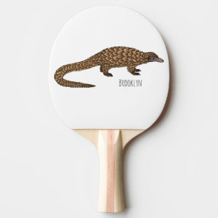 Long-tailed pangolin cartoon illustration ping pong paddle