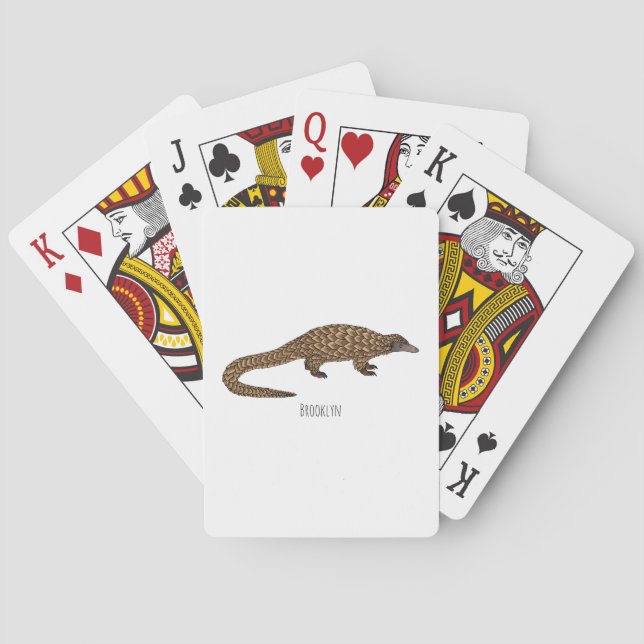 Long-tailed pangolin cartoon illustration playing cards (Back)