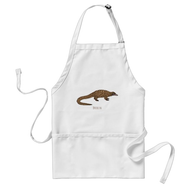 Long-tailed pangolin cartoon illustration standard apron (Front)