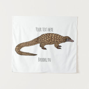 Long-tailed pangolin cartoon illustration tapestry