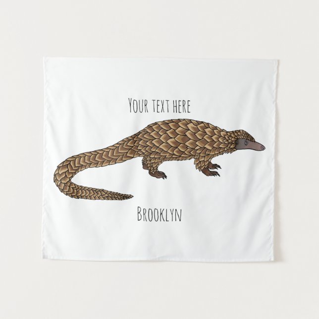 Long-tailed pangolin cartoon illustration tapestry (Front (Horizontal))