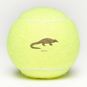 Long-tailed pangolin cartoon illustration tennis balls