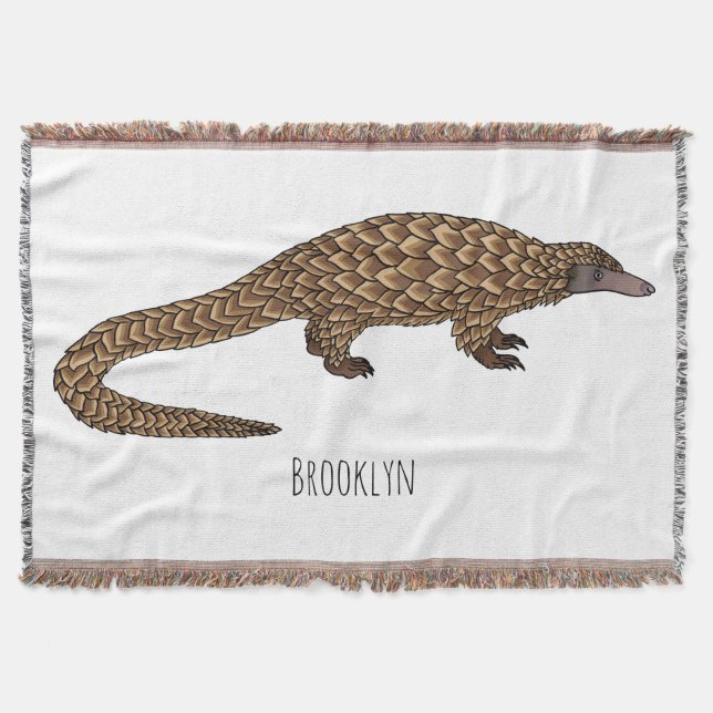 Long-tailed pangolin cartoon illustration  throw blanket (Front)