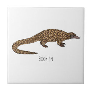 Long-tailed pangolin cartoon illustration  tile