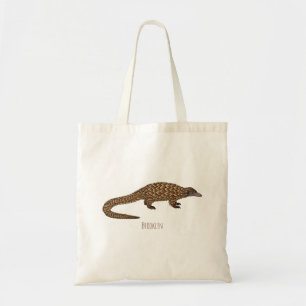Long-tailed pangolin cartoon illustration tote bag