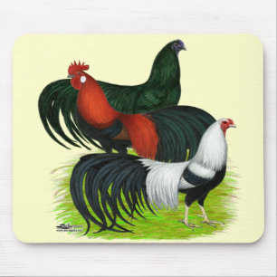 Long-tailed Rooster Trio Mouse Mat