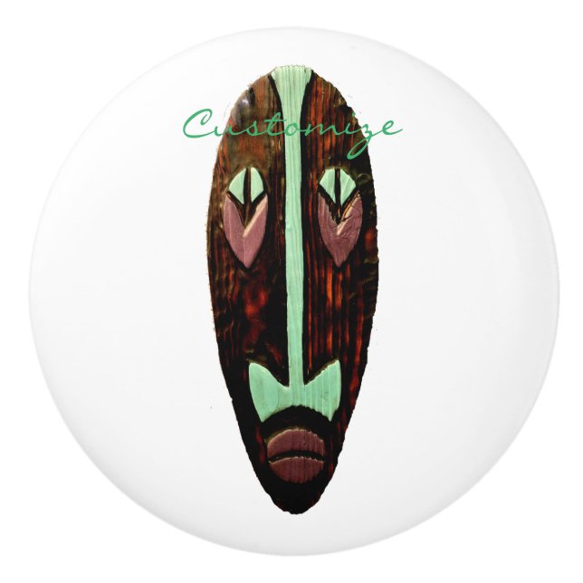 Long Tiki Mask Thunder_Cove Ceramic Knob (Front)