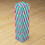 Long Triangles Art Deco Look Wine Gift Box<br><div class="desc">A chic geometric pattern with an art deco motif. Colours are cornflower blue,  teal,  deep pink and white.</div>